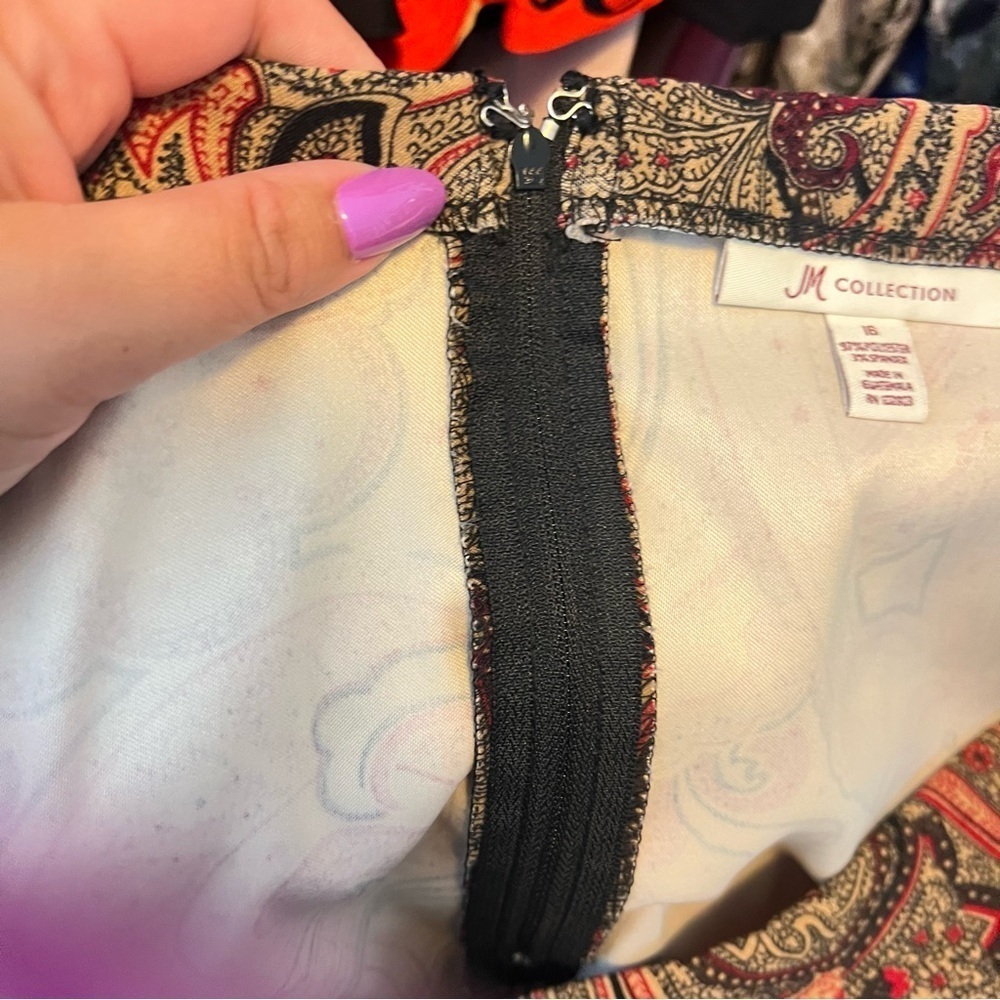 Boho Faux Suede Paisley Print Maxi Skirt – Earthy Stretch Fit | Size 16 - Picture 9 of 9